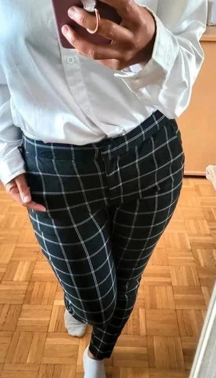 Pantalon slim à carreaux Taille S Zara - photo numéro 5