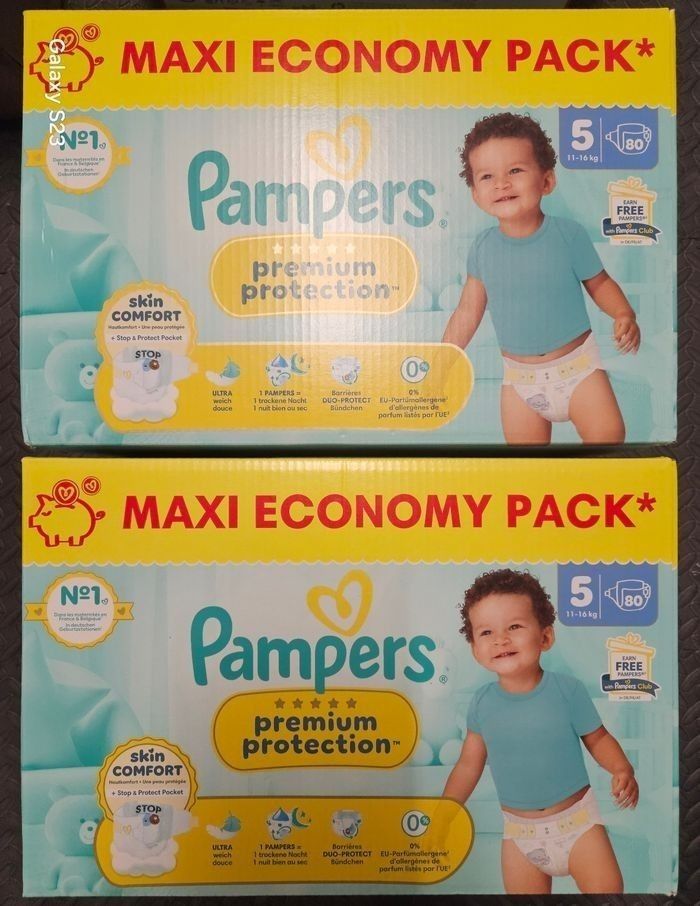 2 cartons de couches pampers premium taille 5