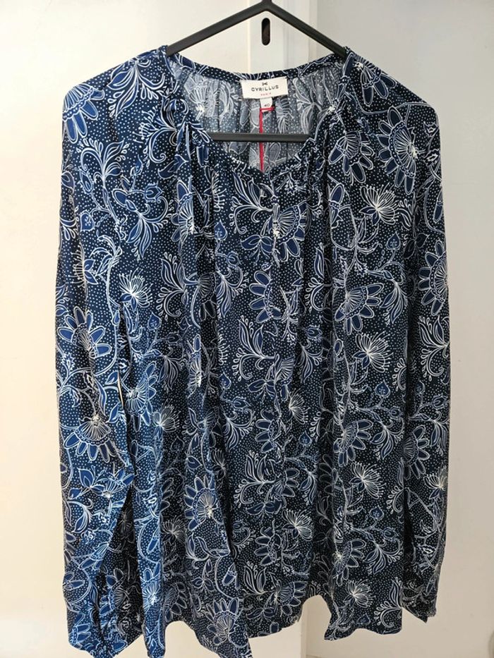 Chemise bleu foncé chiné Cyrillus T40