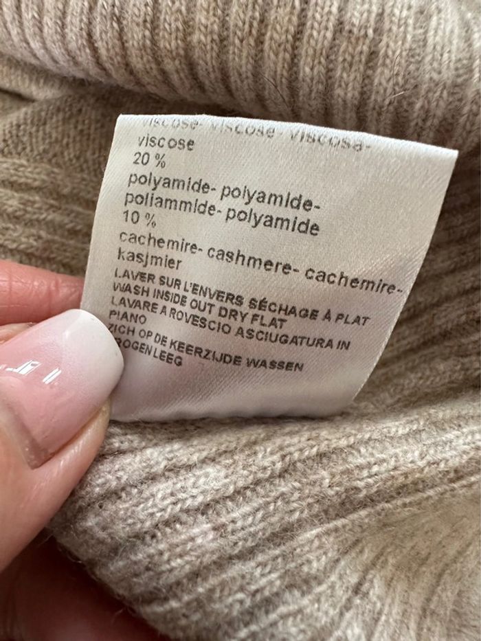 Pull chauve souris poncho beige crème sable cachemire Un Jour Ailleurs UJA T3 40 L - photo numéro 10