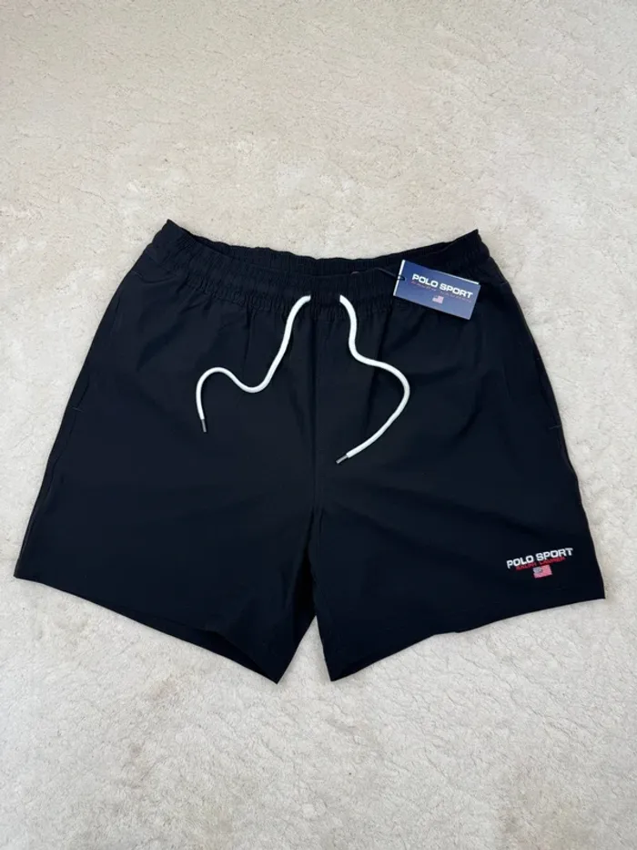 Short de Bain Ralph Lauren Sport Noir Uni Neuf Taille M
