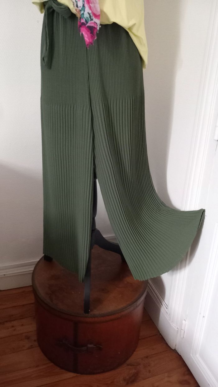 Palazzo Plissé Kaki Taille Unique