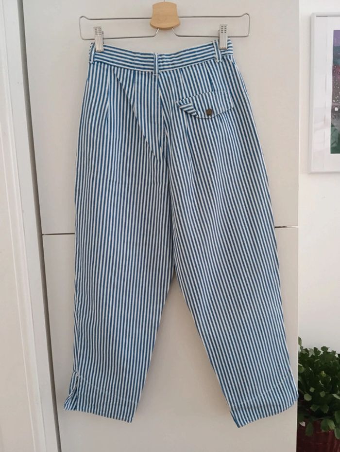Pantalon court / pantacourt à rayures vintage - photo numéro 5