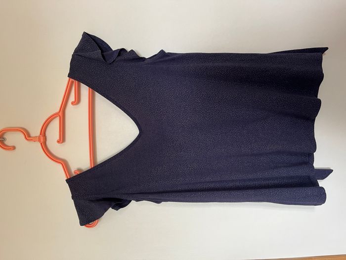Débardeur femme été Cache Cache bleu et pois jaunes à volants 36/S