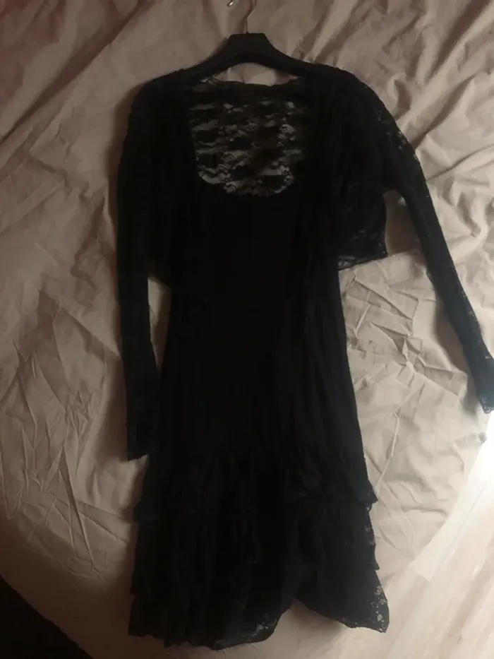 robe noir dentelle avec gilet intégré fête - photo numéro 2