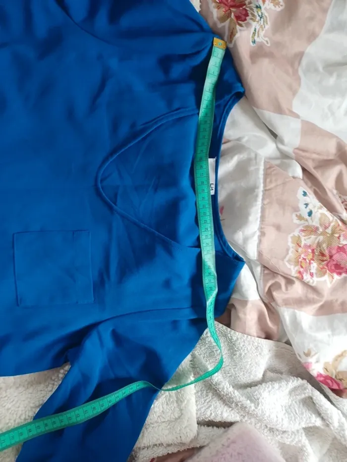 Robe droite manches 3/4 bleue roi - photo numéro 7