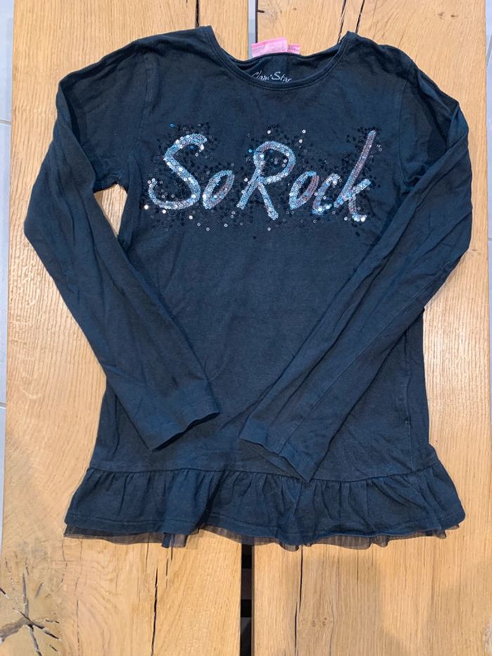 Tee-shirt manches longues noir So Rock  fille 10 ans (140) NKY