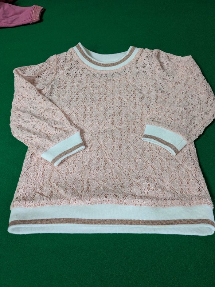 Sweat fille dentelle doublé débardeur 3 ans