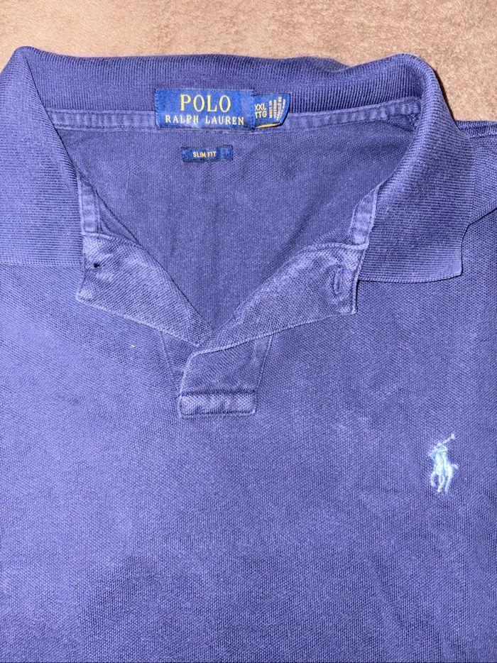 Polo Ralph Lauren homme taille XXL bleu en bon état. Manches courtes. Slim Fit. - photo numéro 2