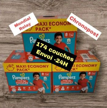 Couches Pampers taille 8 pants+17 kg lot de 3 cartons ENVOI -24H