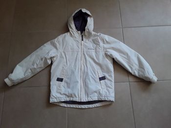Blouson ski blanc cassé doublé violet fille 10 ans OXYLANE TBE