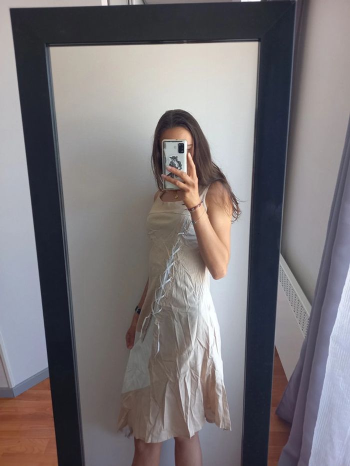 Robe asymétrique en coton beige taille 36 - photo numéro 2
