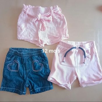 Lot de 3 shorts fille 12 mois