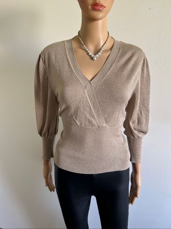 Pull doré pailleté à manches longues Caroll taille 40 excellent état (taille petit)