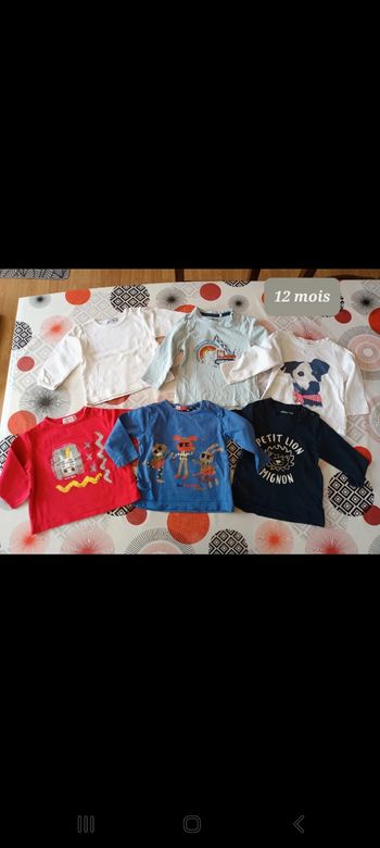 Lot 6 t-shirts manches longues 👦 taille 12 mois dont Dpam et la Cie