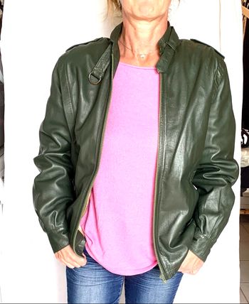 Veste vintage en cuir vert