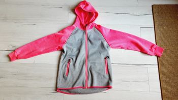 Vêtement fille veste gilet à capuche gris et rose 14 ans