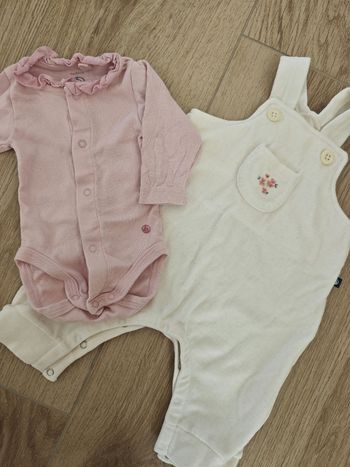 Ensemble salopette+ body Petit Bateau 1 mois 