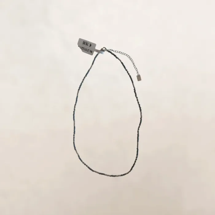 Collier fin perles grise et argenté leslii neuf avec étiquette
