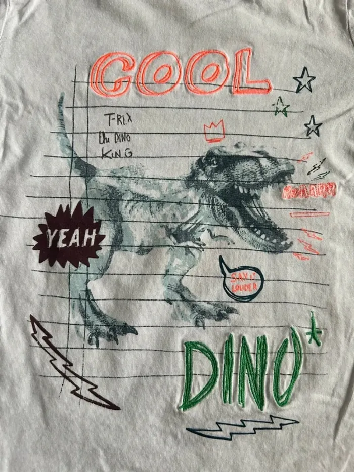 T shirt manches longues garcon blanc Dinosaure Sergent Major 4ans - photo numéro 2