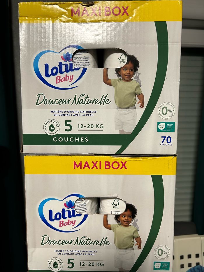 2  cartons de couche lotus t 5