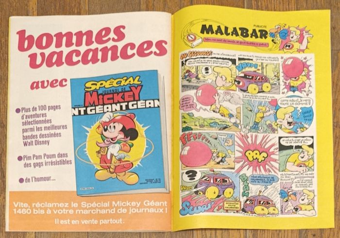 Ancien Journal de Mickey avec cadeau Dossier Tour de France Poster + vignettes N°1464 1980 vintage - photo numéro 9