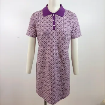 Robe polo violette vintage Motifs géométriques Col chemise CMT Atelier Taille M A815