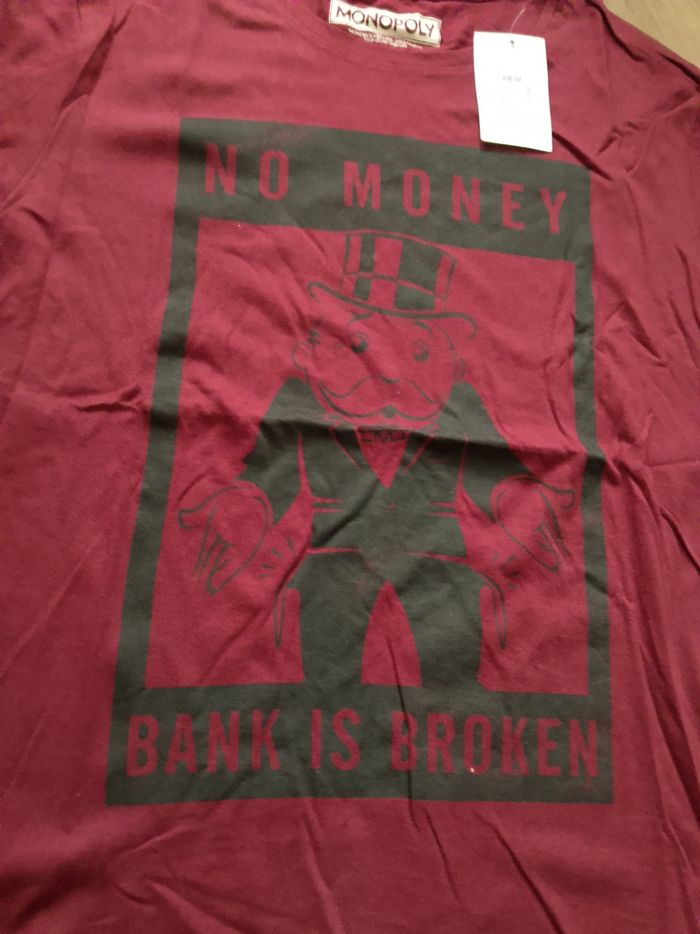 T-shirt bordeaux manches courtes homme XL Monopoly - photo numéro 2