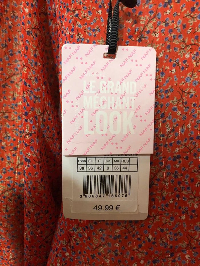 Blouse rouge à fleurs naf naf - n e u v e - photo numéro 5
