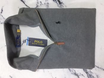 Pull half zip Ralph Lauren - Taille XL - Couleur gris logo brodé noir - Neuf