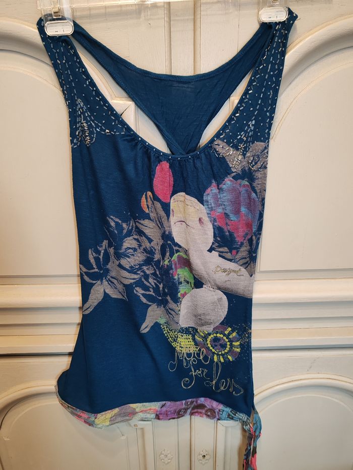 Desigual blouse debardeur bleue montgolfière ballon taille L très bon état