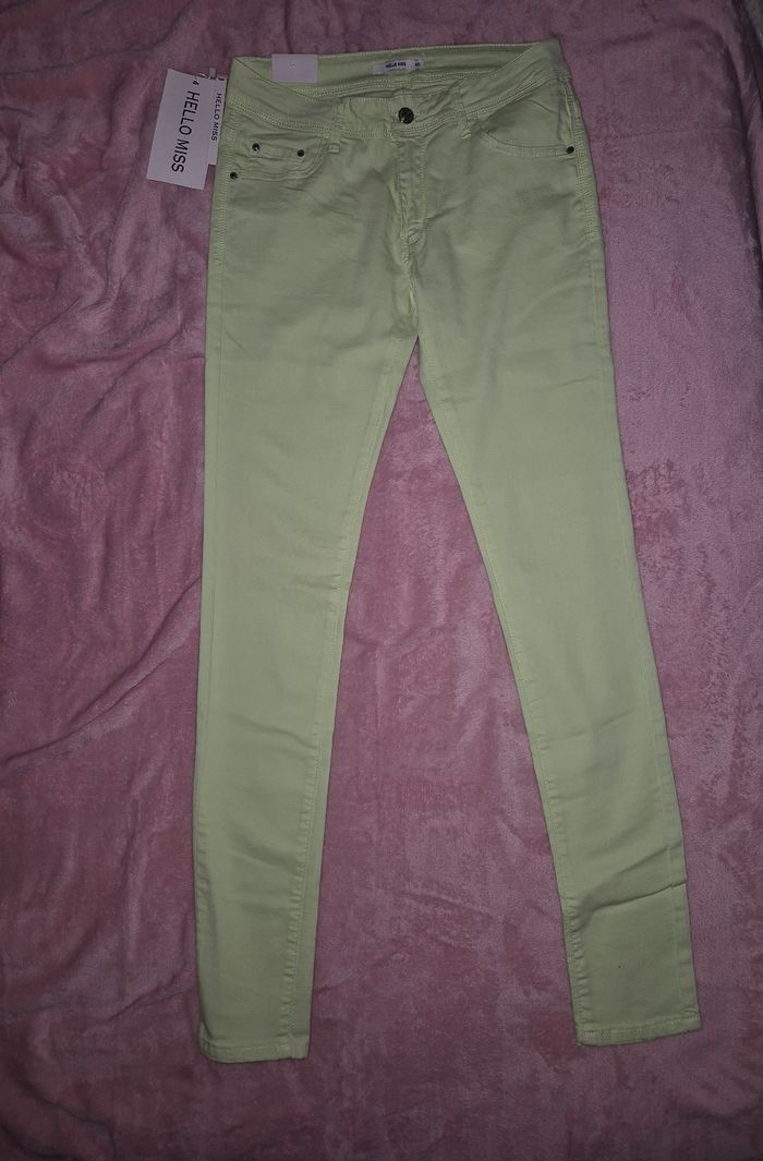 Pantalon skinny vert anis - photo numéro 4