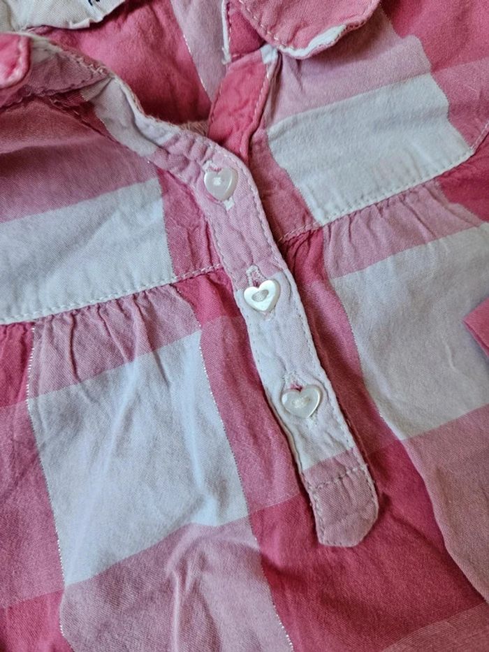 Chemise manches 3/4 à carreaux rose h&m 2 ans - photo numéro 4