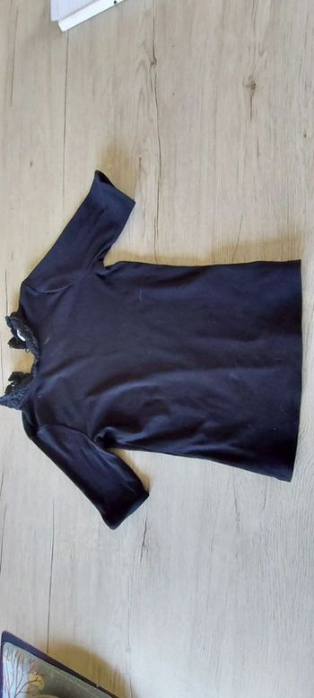 T shirt manches courtes, Camaieu, XS, col brodé, nickel