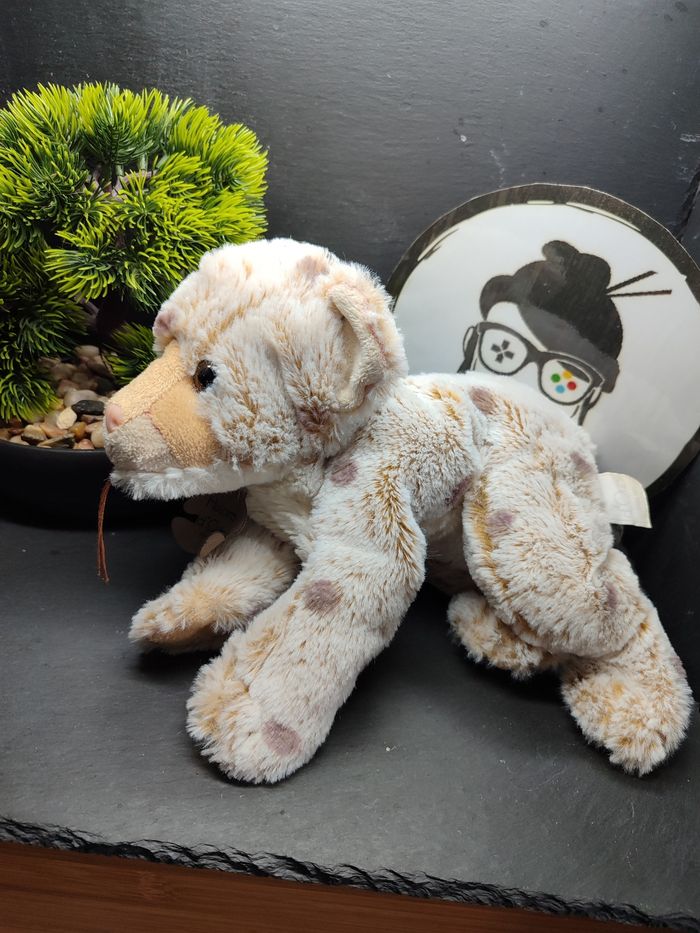 Doudou peluche chat léopard beige blanc ho2304 roux beige histoire d'ours Taches - photo numéro 1