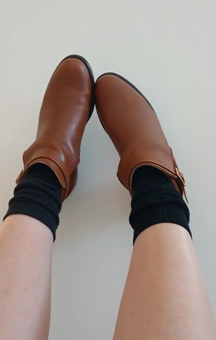 Bottines marron cuir et daim - photo numéro 3