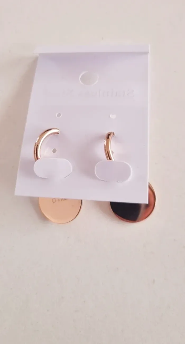 Boucles d'oreilles créoles rose gold œil yeux acier inoxydable - photo numéro 2