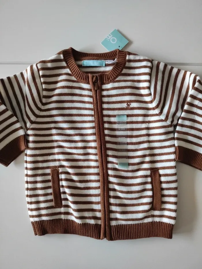 Gilet marron obaibi 12 mois neuf étiquette - photo numéro 4
