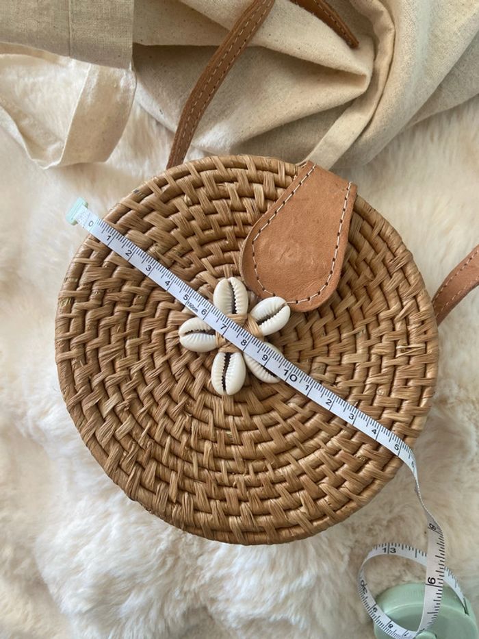 Petit sac en osier tressé et cuir - photo numéro 9