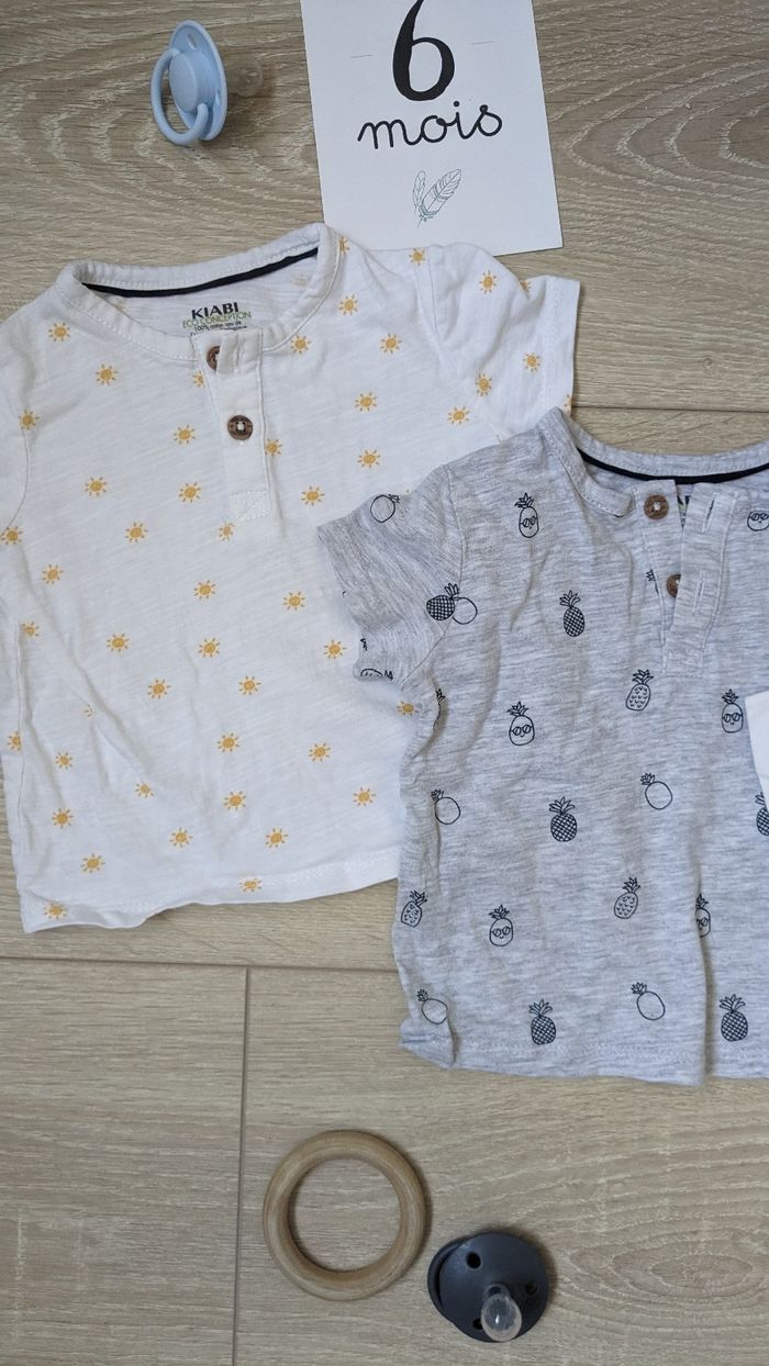 Lot 3 t-shirt manches courtes 6 mois - photo numéro 2