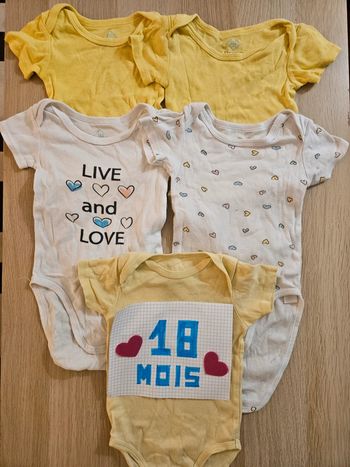 Lot 5 bodies Tex 18 mois