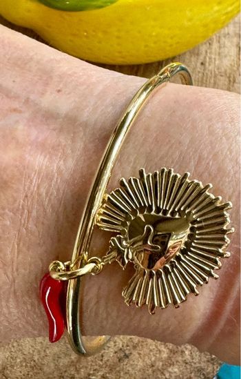 Jonc qui s’ouvre breloque cœur corne acier inoxydable or