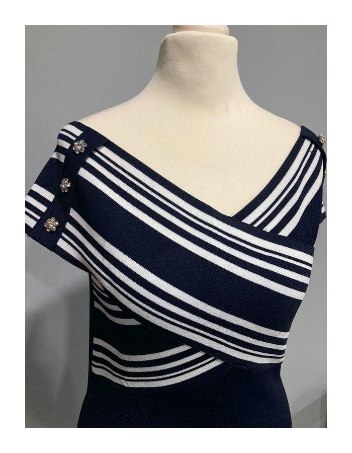Robe bleue marine et blanche Morgan taille S - photo numéro 3