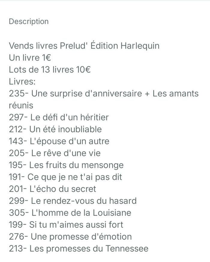 Lot de 13 Romants Prélude Éditions Harlequin - photo numéro 6