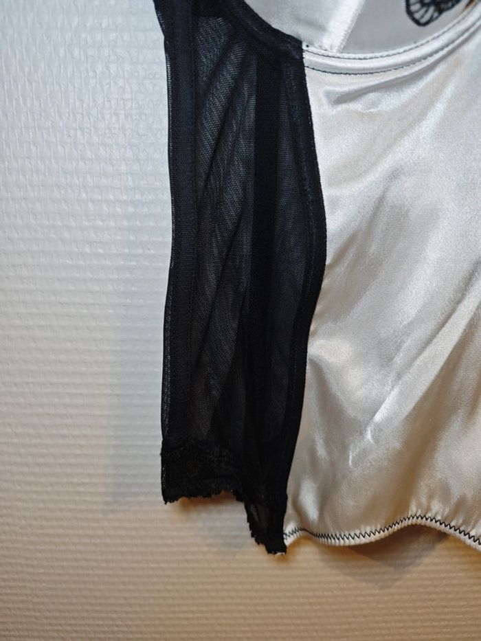 Corset Etam noir et blanc en satin et dentelle - photo numéro 4