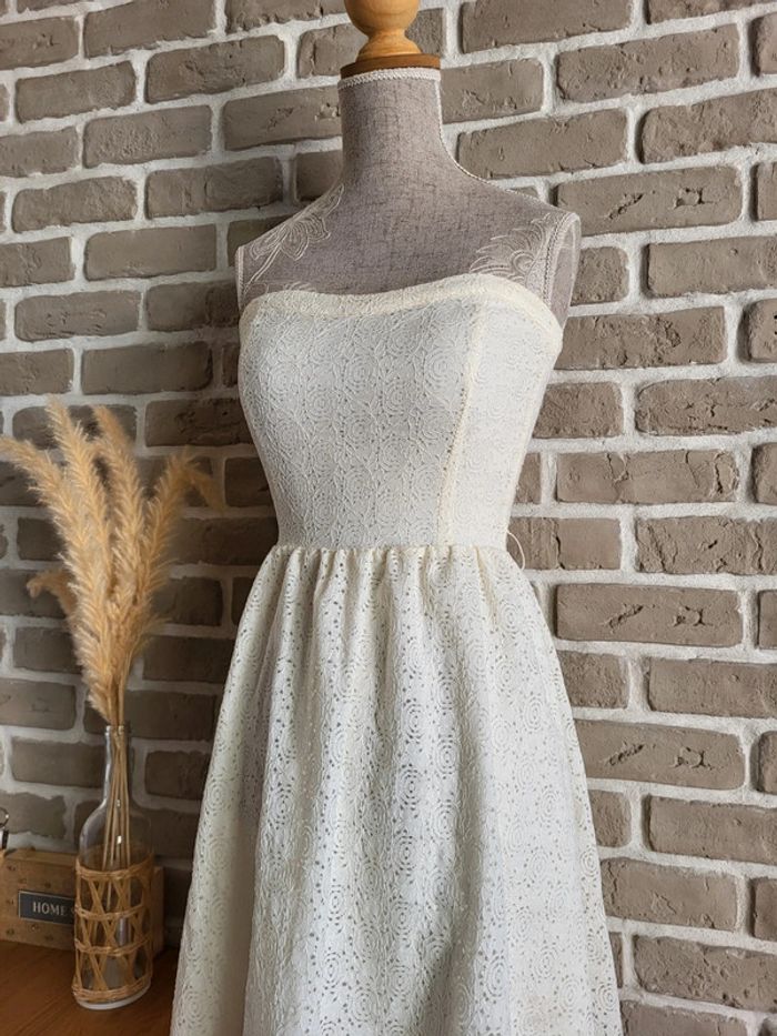 Robe bustier à dentelle blanc ivoire Cache Cache - romantique raffiné - photo numéro 6