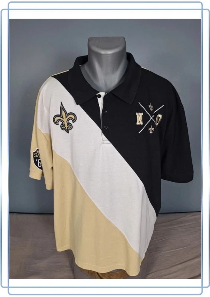 Polo NFL New Orleans Saints officiel 2XL vintage noir beige (540)