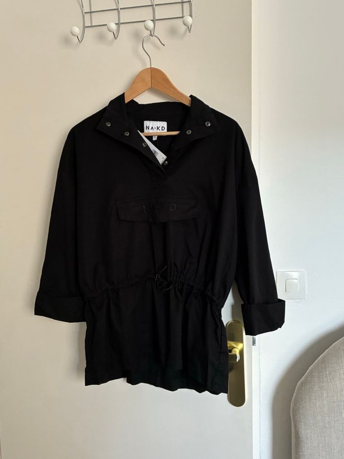 Veste en coton noire à cordon Anorak Kangourou NA-KD Taille S - photo numéro 5