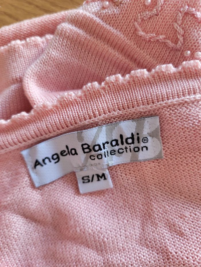 Pull vintage rose à torsades et perles - Angela Baraldi - photo numéro 13