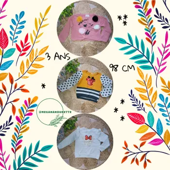 🦋 Lot x 3 pulls Minnie Disney - 3 Ans - 98 cm